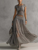 Amber - Lace Pleated Maxi Set