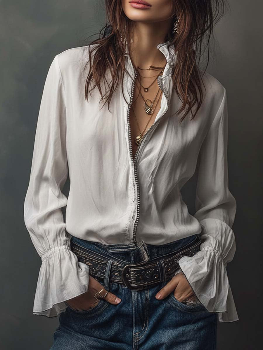 Erica | Long Vintage Jacket with Embroidery
