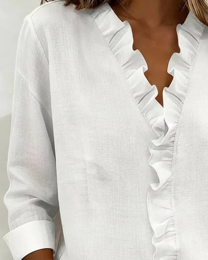 Indie | V-Neck Blouse with Ruffles