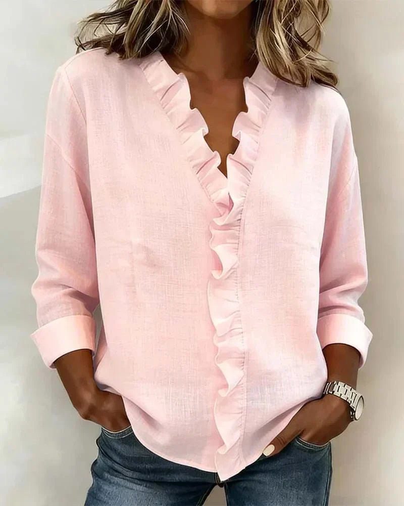 Indie | V-Neck Blouse with Ruffles