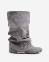 Emilia | Slouchy Suede Boots - Grey