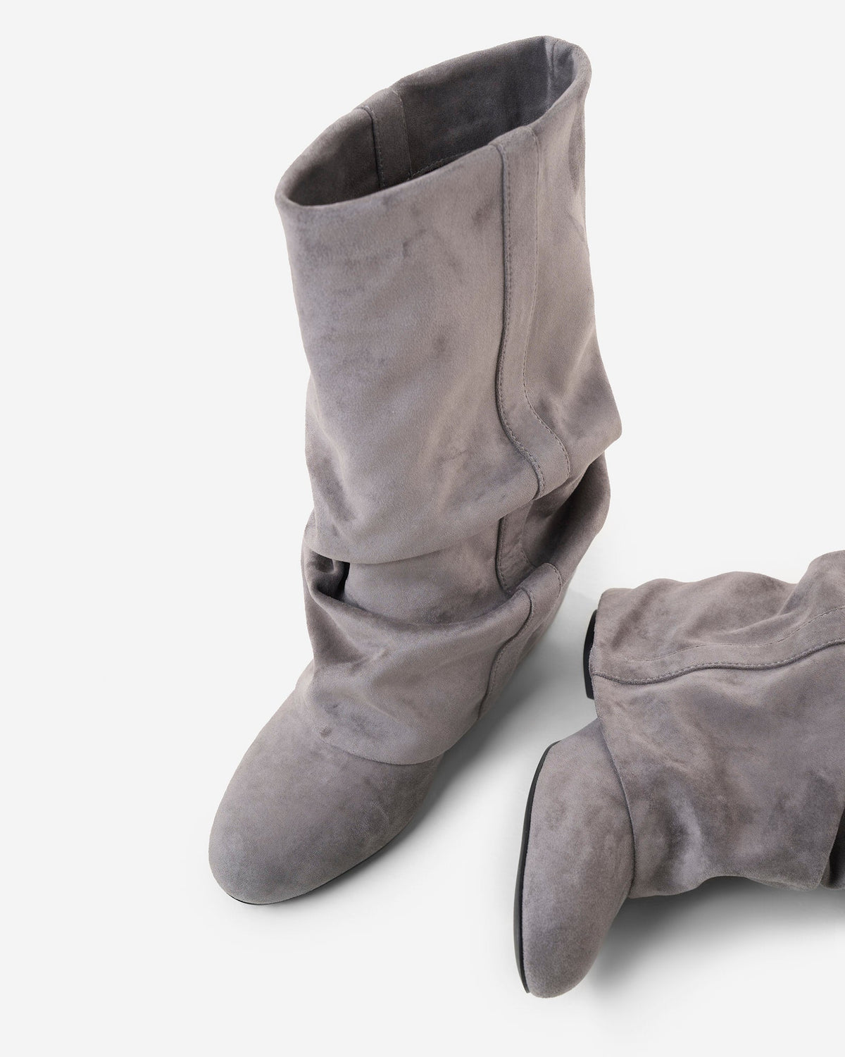 Emilia | Slouchy Suede Boots - Grey