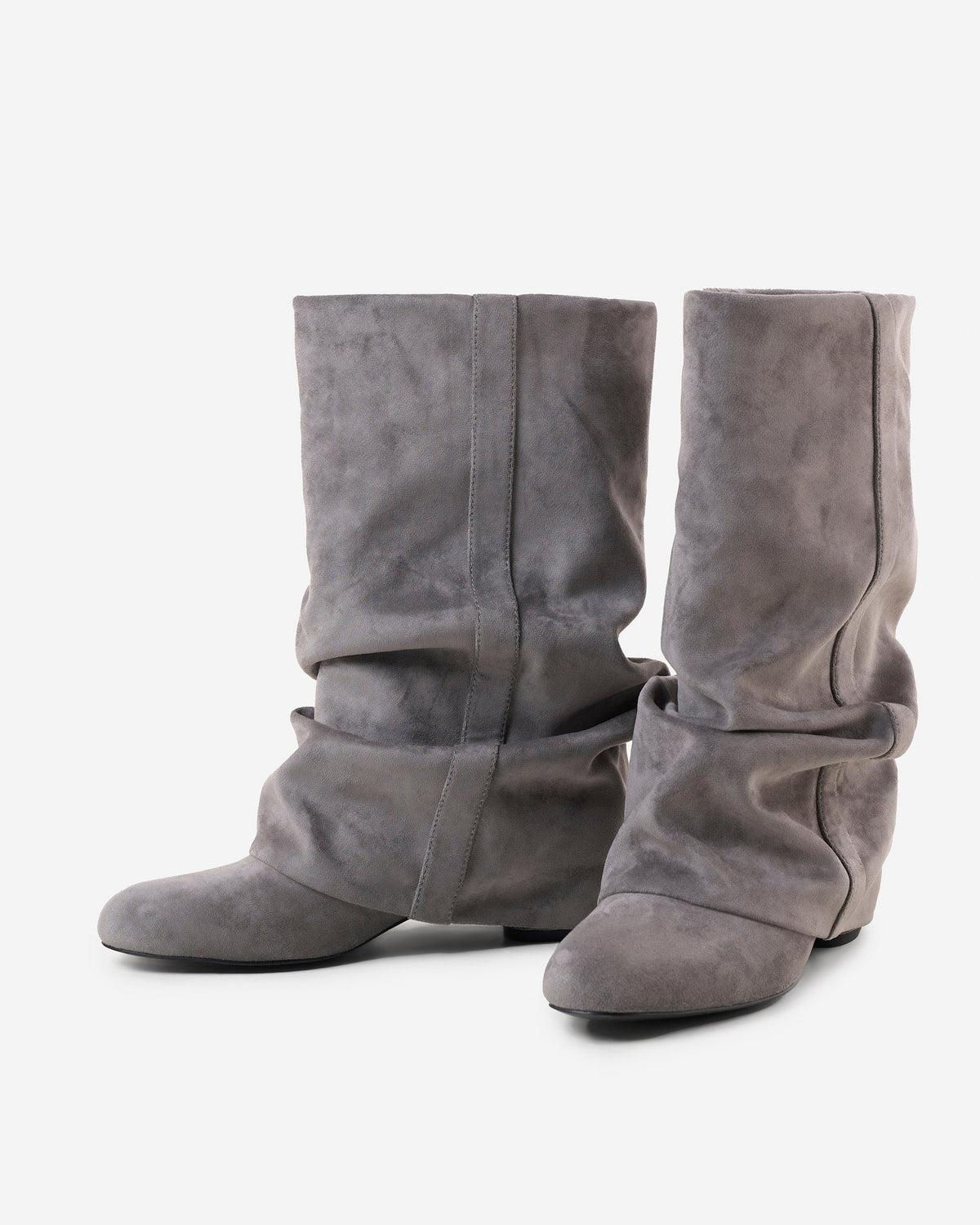 Emilia | Slouchy Suede Boots - Grey