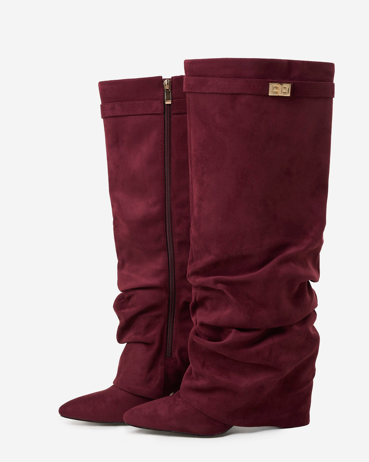 Lavista | Slouchy Suede Knee High Boots - Burgundy