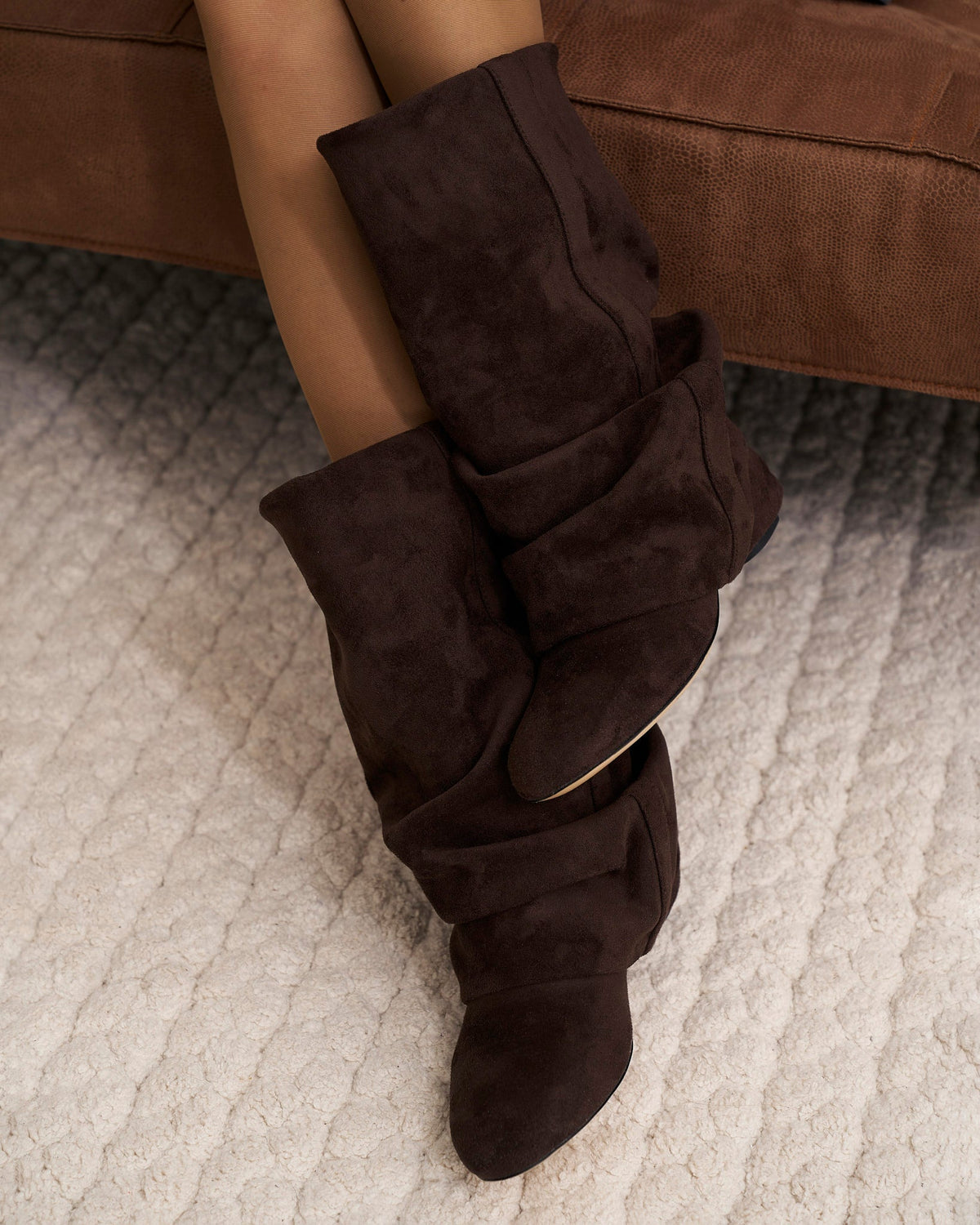 Emilia | Slouchy Suede Boots - Dark Chocolate
