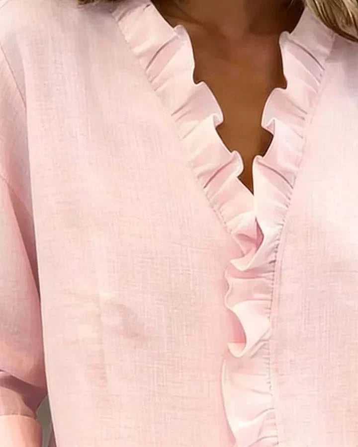 Indie | V-Neck Blouse with Ruffles