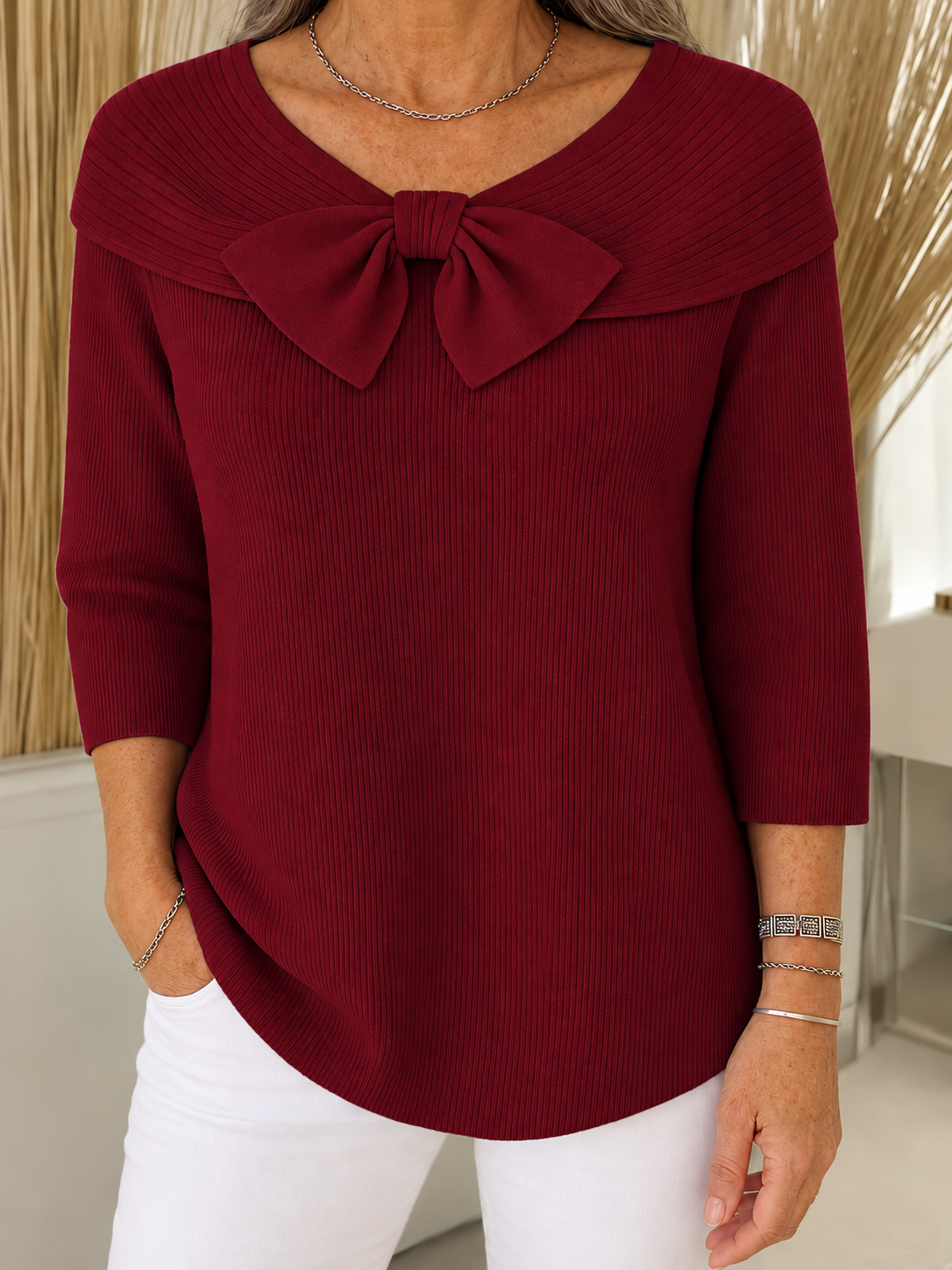 Victoria | Elegant Knitted Top with Bow