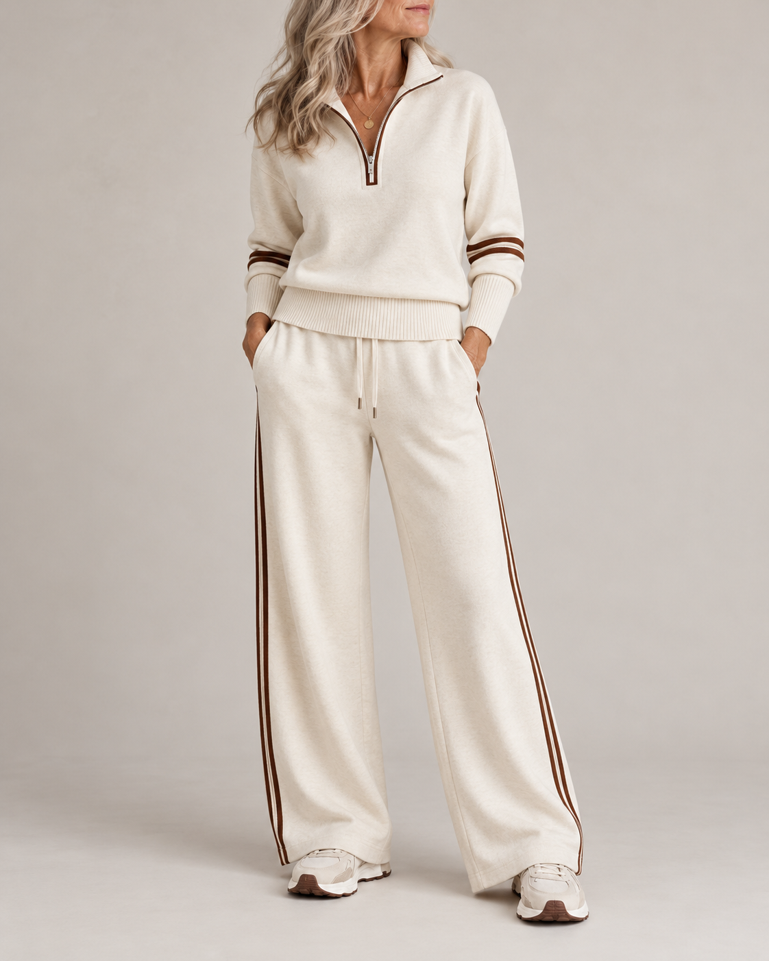 Kate | Pull Demi-Zip & Pantalon Large