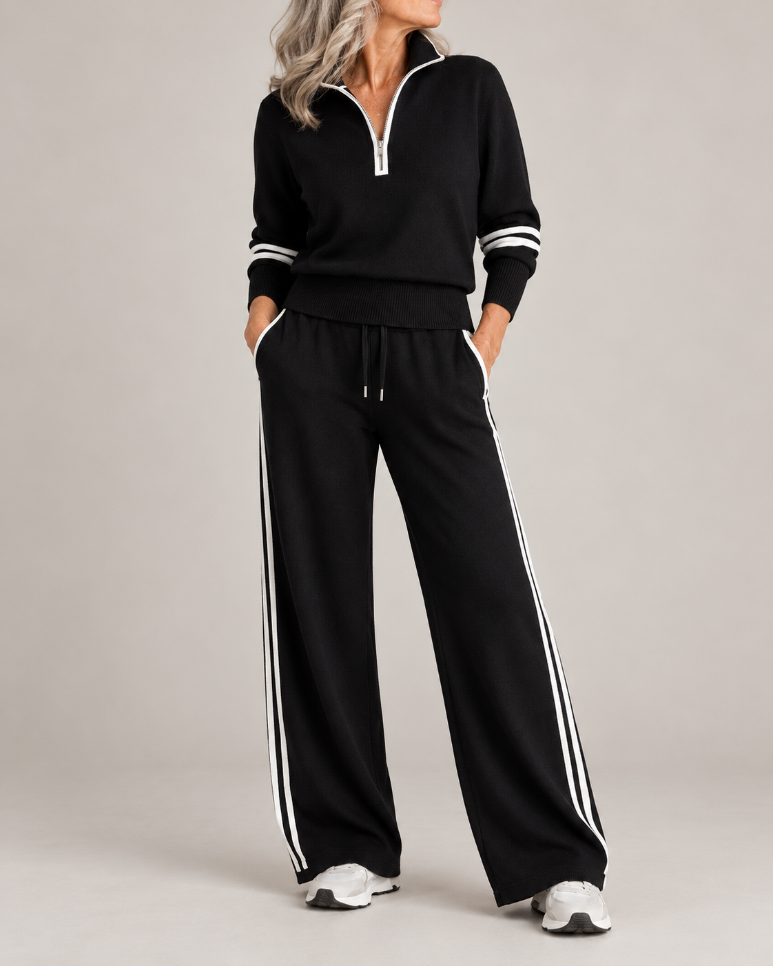 Kate | Pull Demi-Zip & Pantalon Large
