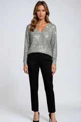 Priscilla | Sweater with Sequins and V-Neck