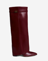 Lavista | Leather Knee High Boots - Burgundy