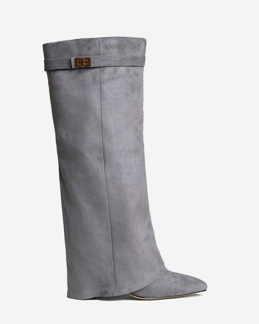 Lavista | Suede Knee High Boots - Grey