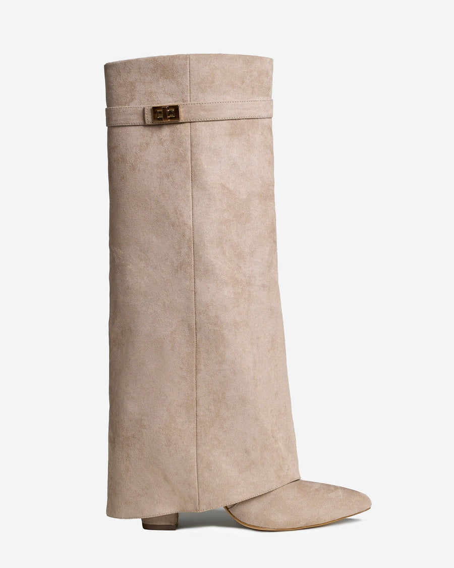 Lavista | Suede Knee High Boots - Beige