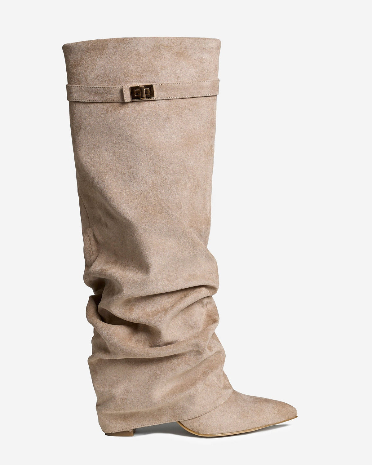 Lavista | Slouchy Suede Knee High Boots - Beige