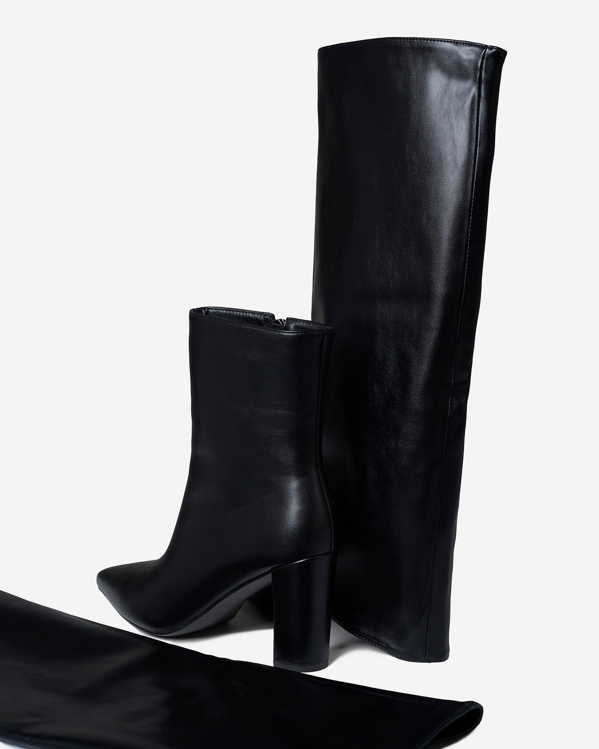 2 in 1 Knee & Ankle Boots - Black