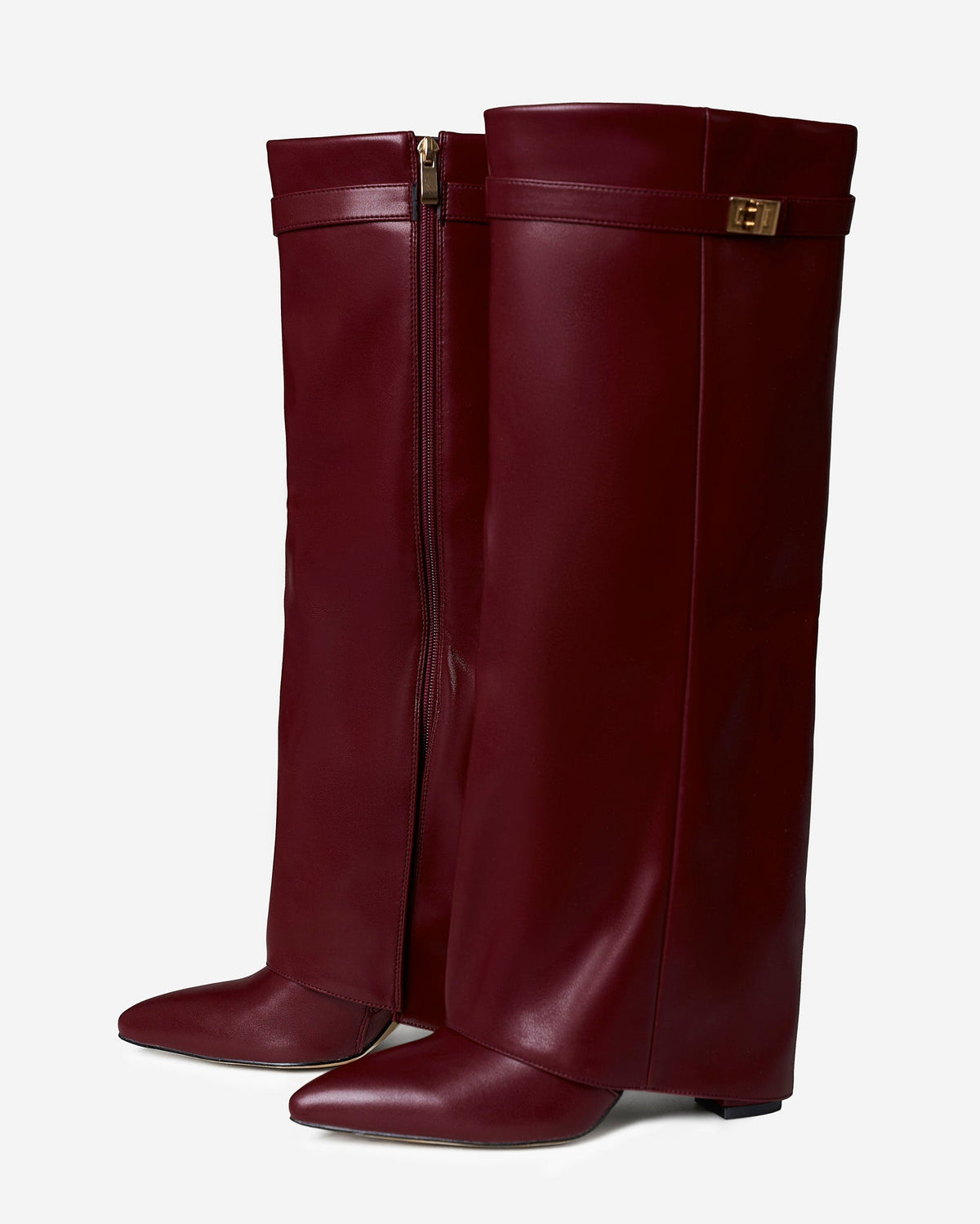 Lavista | Leather Knee High Boots - Burgundy