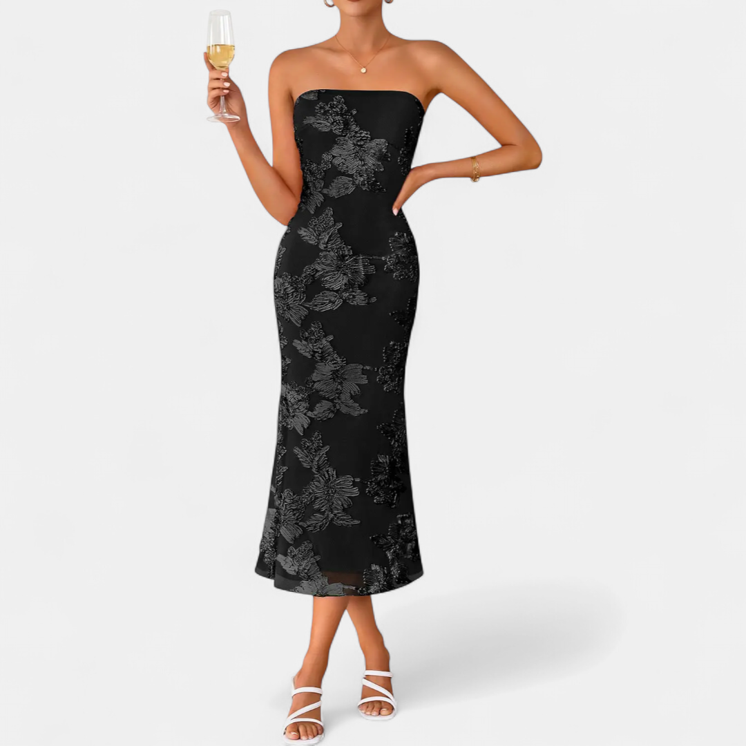 Eleanor | 3D Floral Off-Shoulder Bandeau Dress