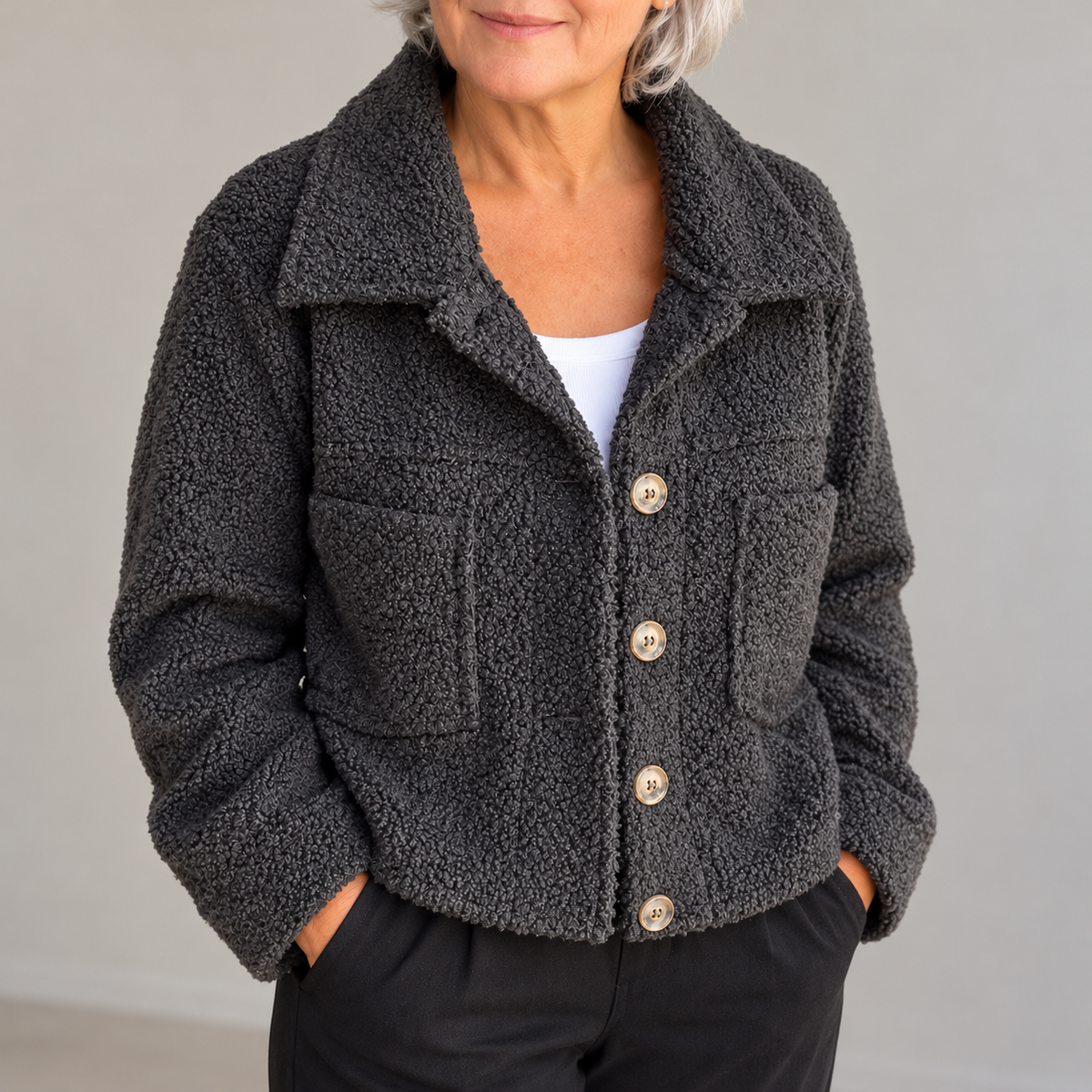 Audrey | Soft Faux Fur Button-Up Jacket