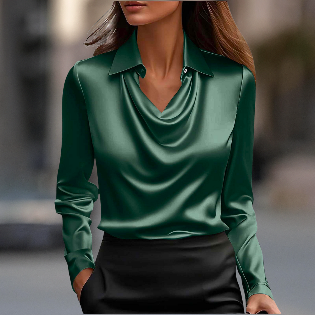 Milan Chic Draped Neck Blouse