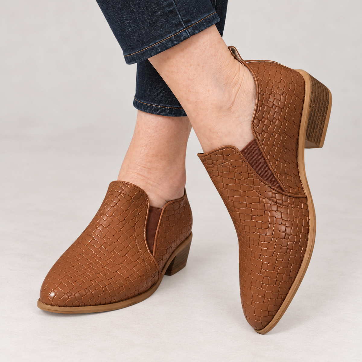 Deborah | Braided Block Heel Ankle Boots