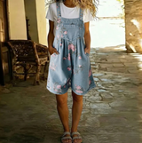 Judy | Vintage Washed Soft Denim Floral Jumpsuit