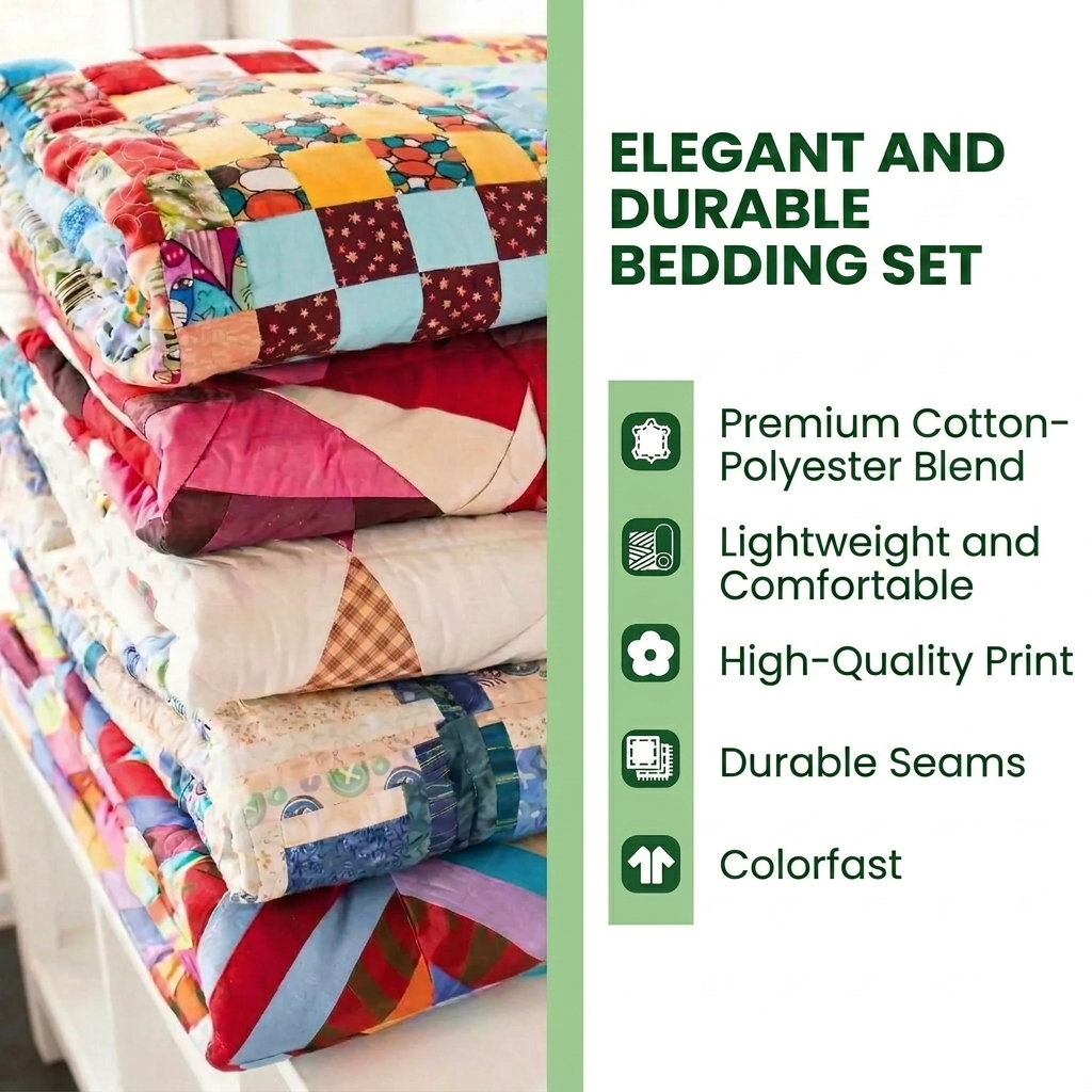 Poinsettia 3-Piece Quilted Bedding Set