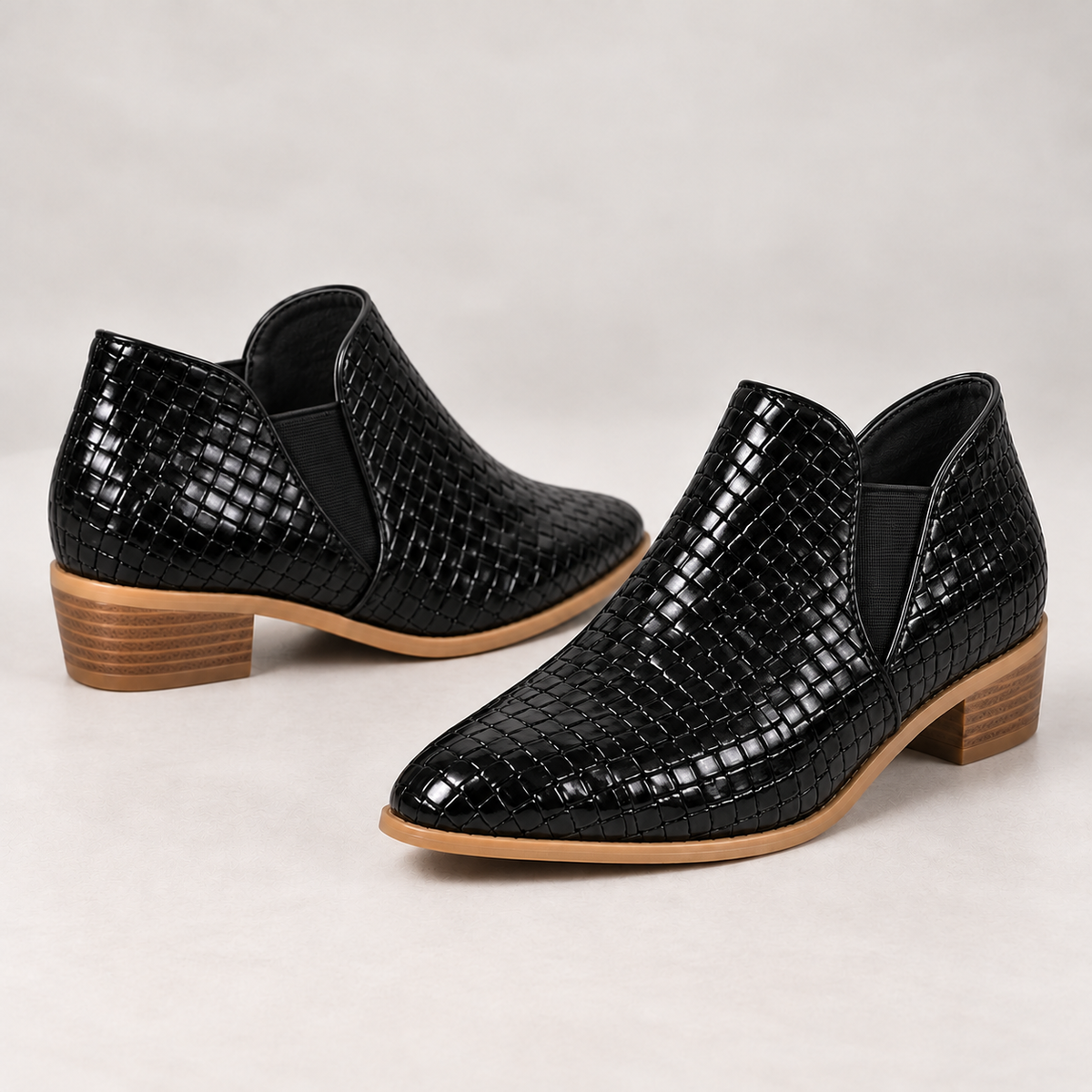 Deborah | Braided Block Heel Ankle Boots