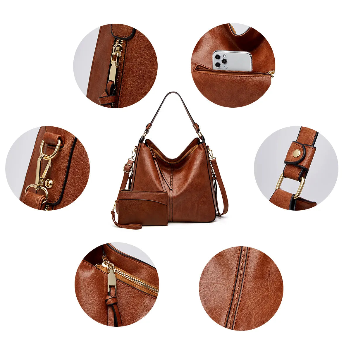 Hobo | Luxury Leather Anti-Theft Handbag + Free Pouch Wallet