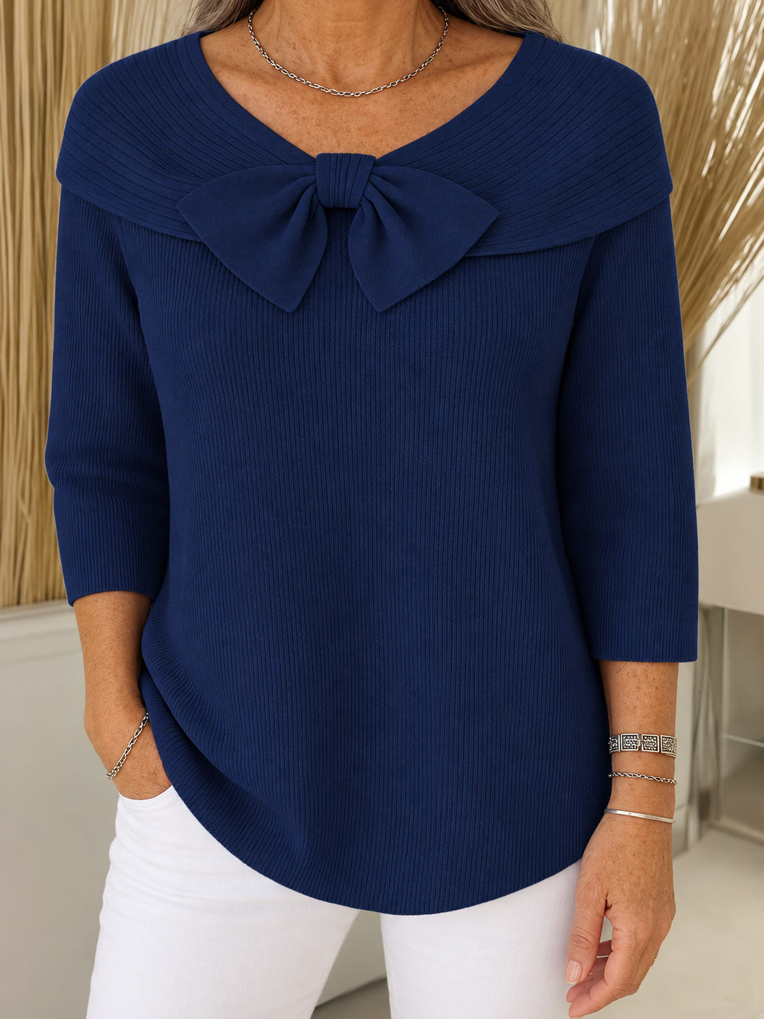 Victoria | Elegant Knitted Top with Bow