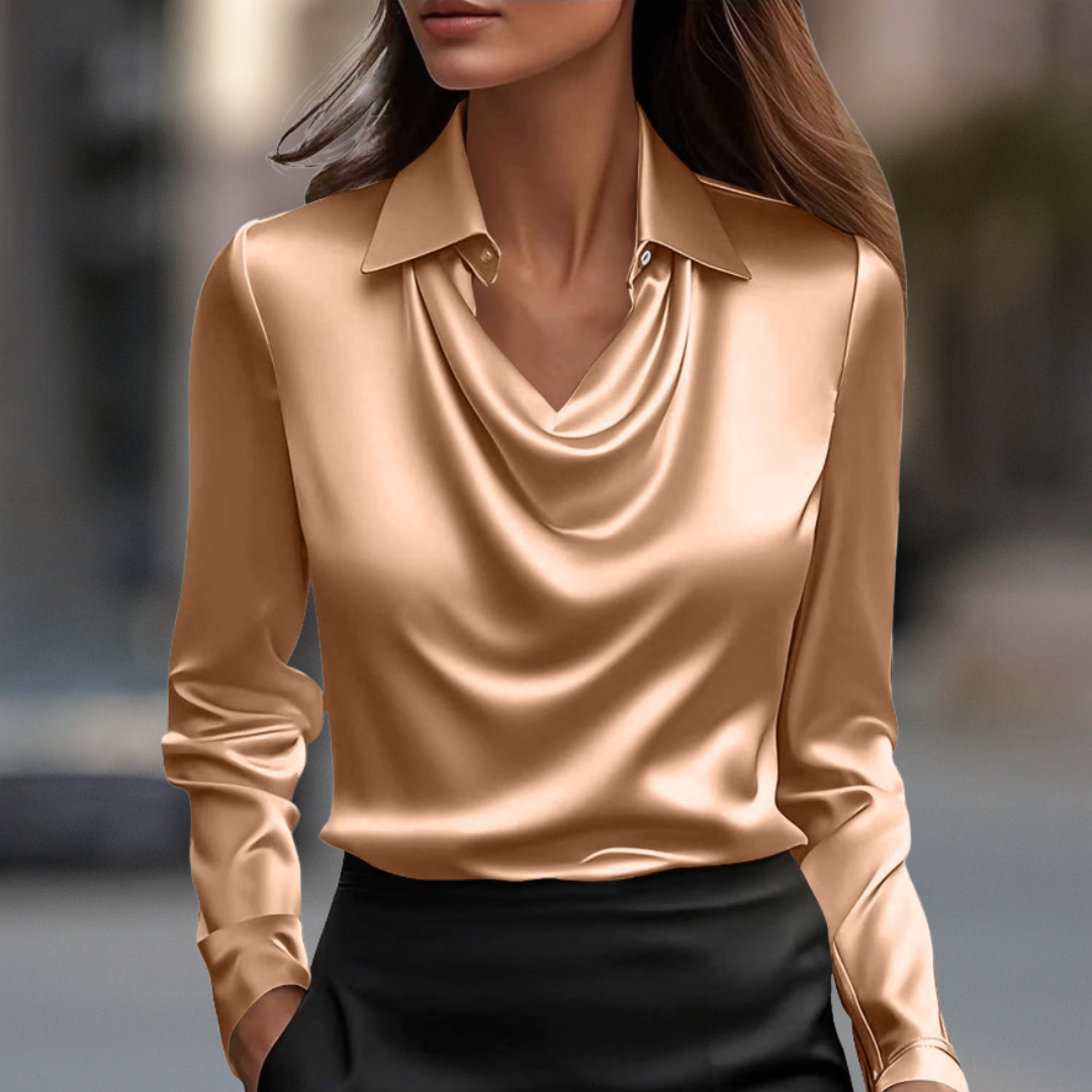 Milan Chic Draped Neck Blouse