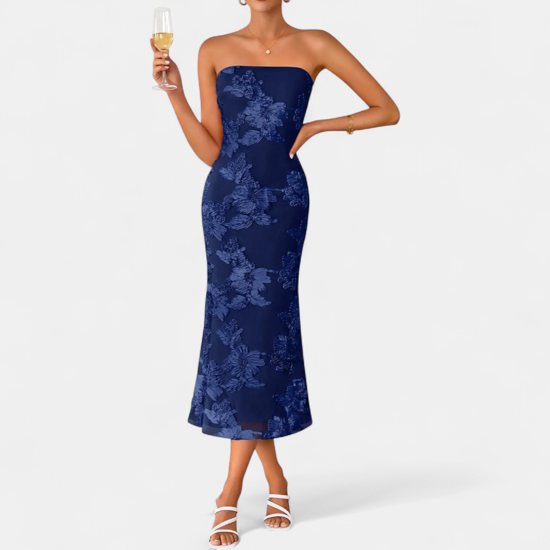 Eleanor | 3D Floral Off-Shoulder Bandeau Dress