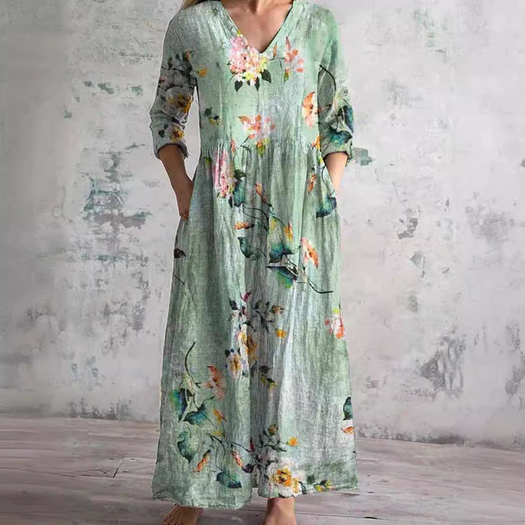 Dearyn | Floral Dress with V-Neck