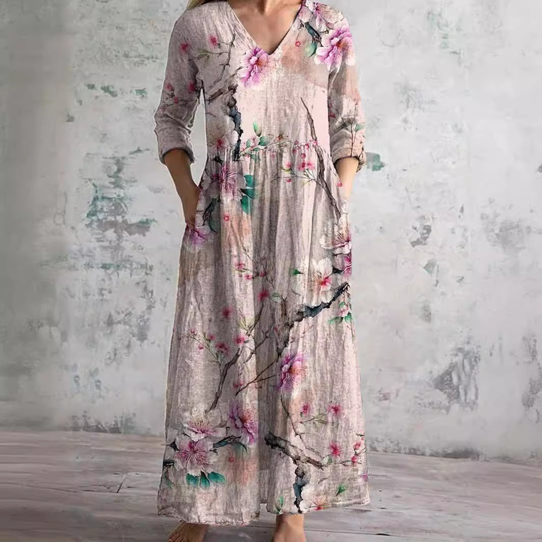 Dearyn | Floral Dress with V-Neck