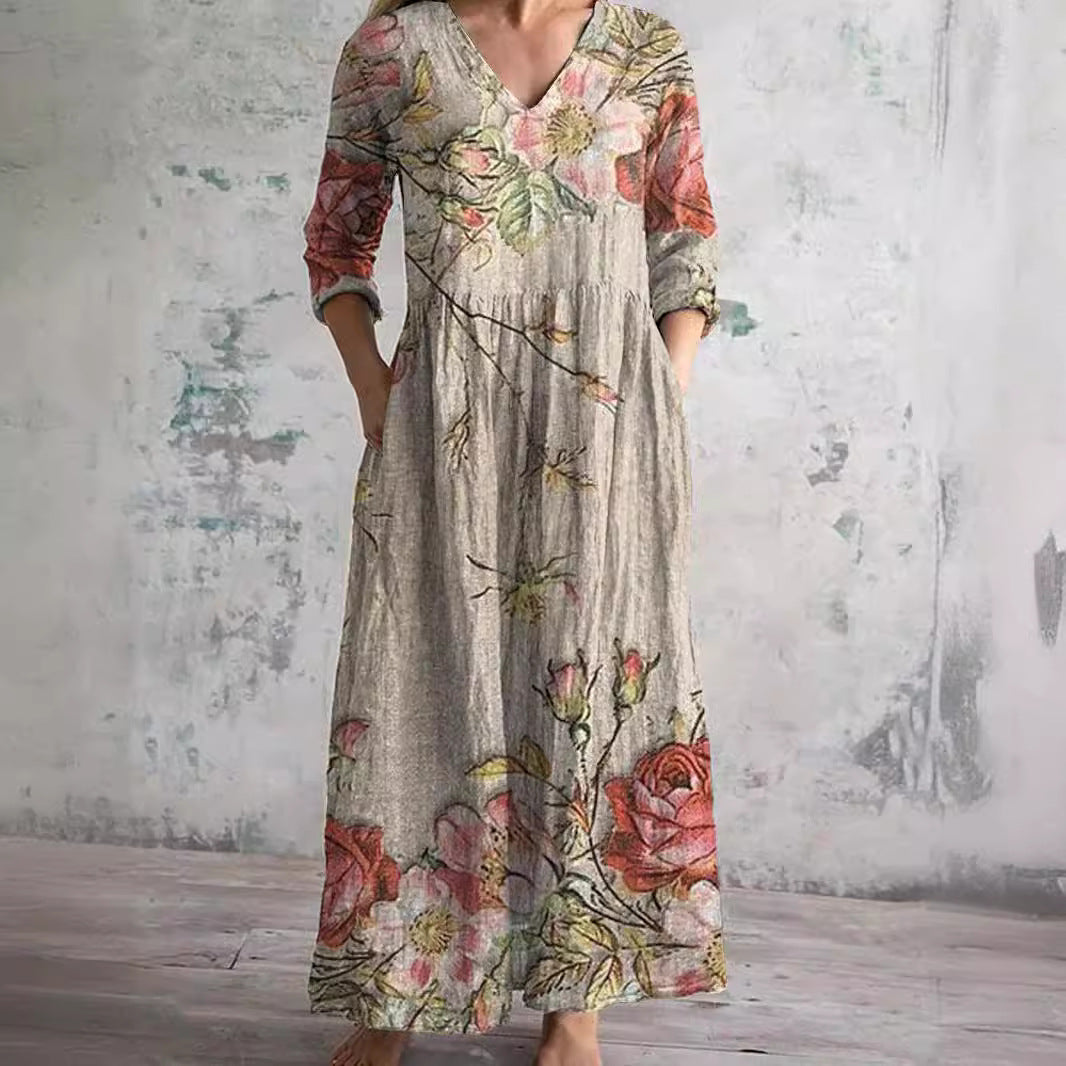 Dearyn | Floral Dress with V-Neck