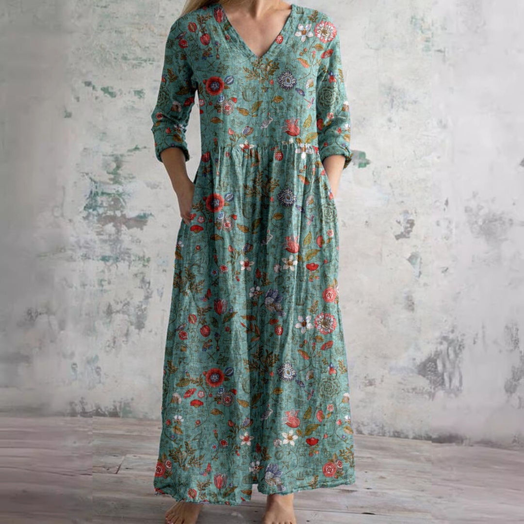Dearyn | Floral Dress with V-Neck