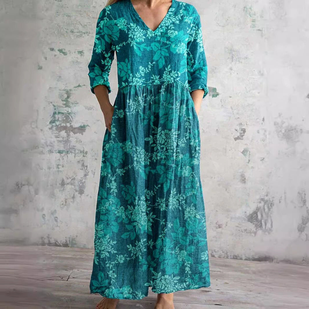 Dearyn | Floral Dress with V-Neck