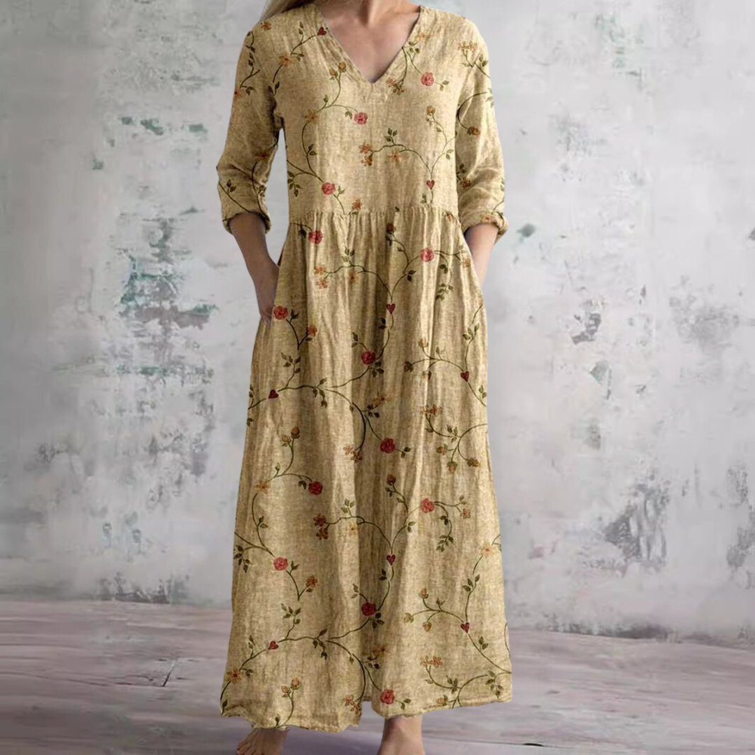 Dearyn | Floral Dress with V-Neck