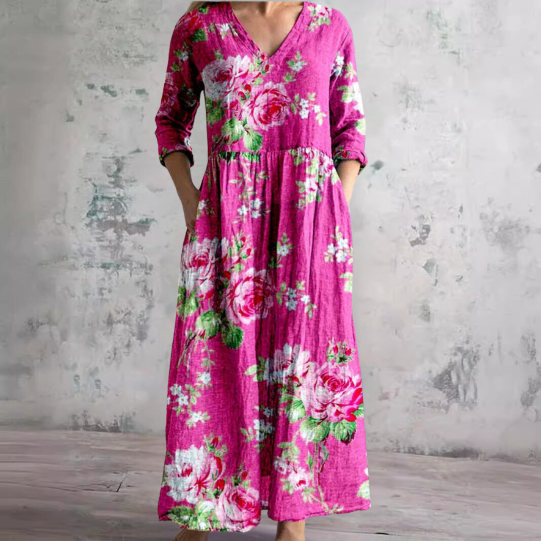 Dearyn | Floral Dress with V-Neck