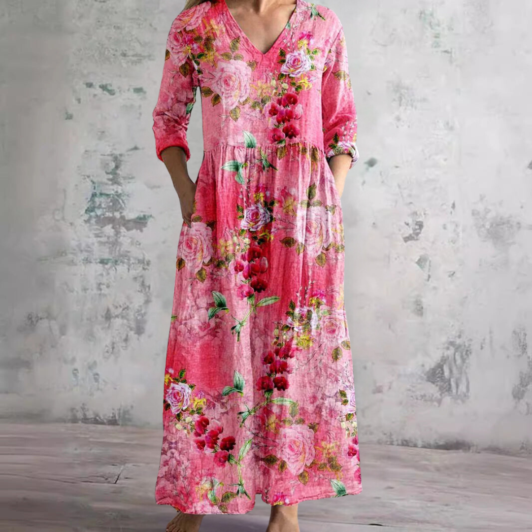 Dearyn | Floral Dress with V-Neck