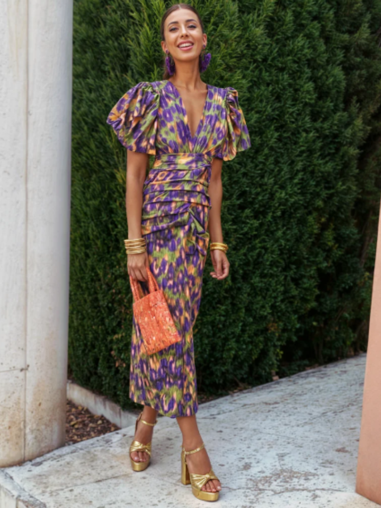 Iolanthe | Vivid Pleated Midi Dress