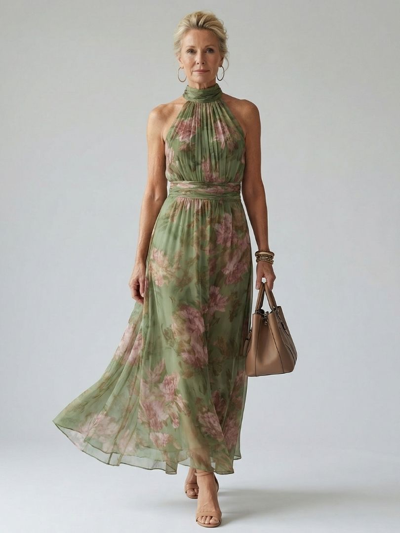 Mirabel | Gathered Halter Midi Dress