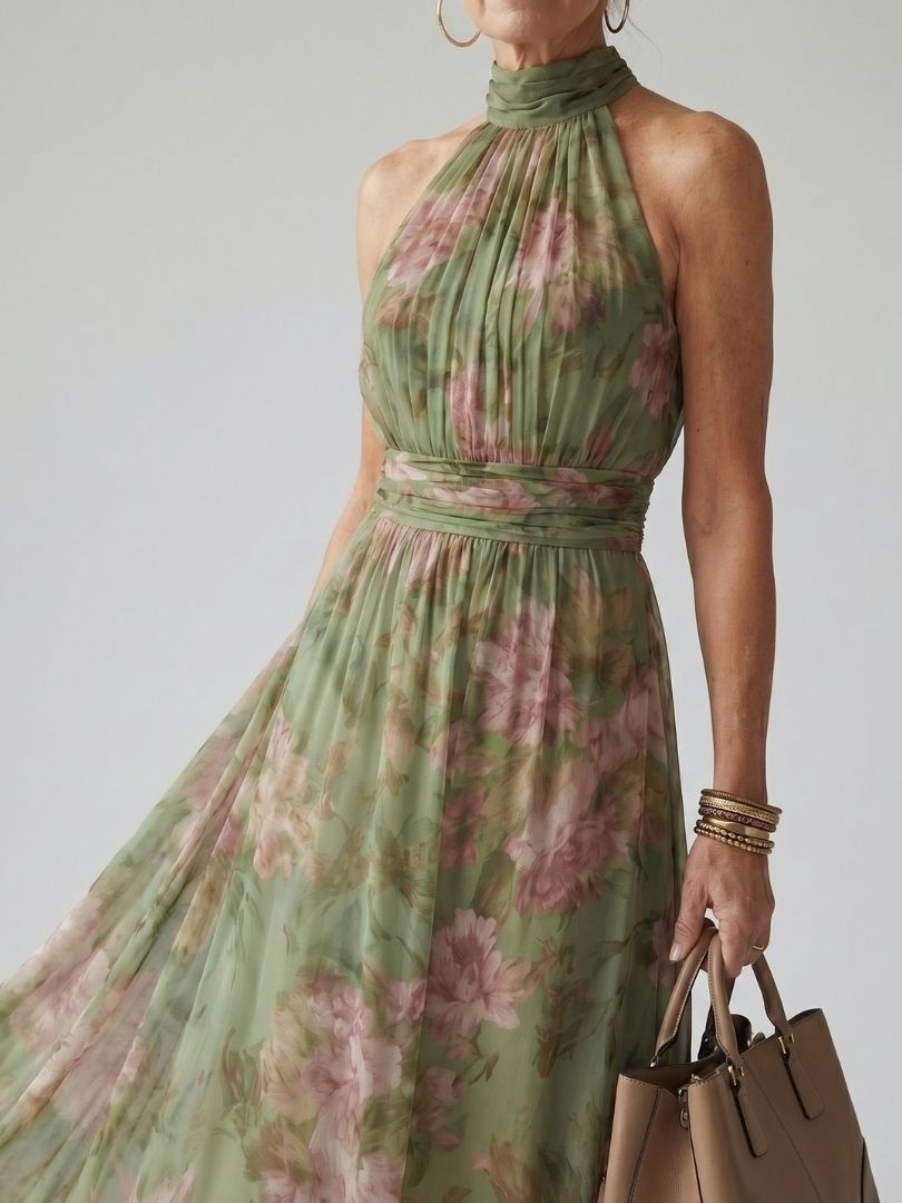 Mirabel | Gathered Halter Midi Dress