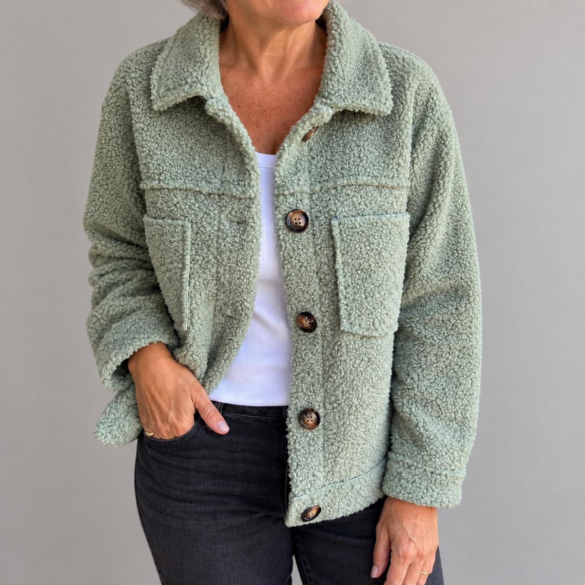 Audrey | Soft Faux Fur Button-Up Jacket