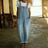 Mae | Vintage Soft Denim-Look Dungarees with Adjustable straps