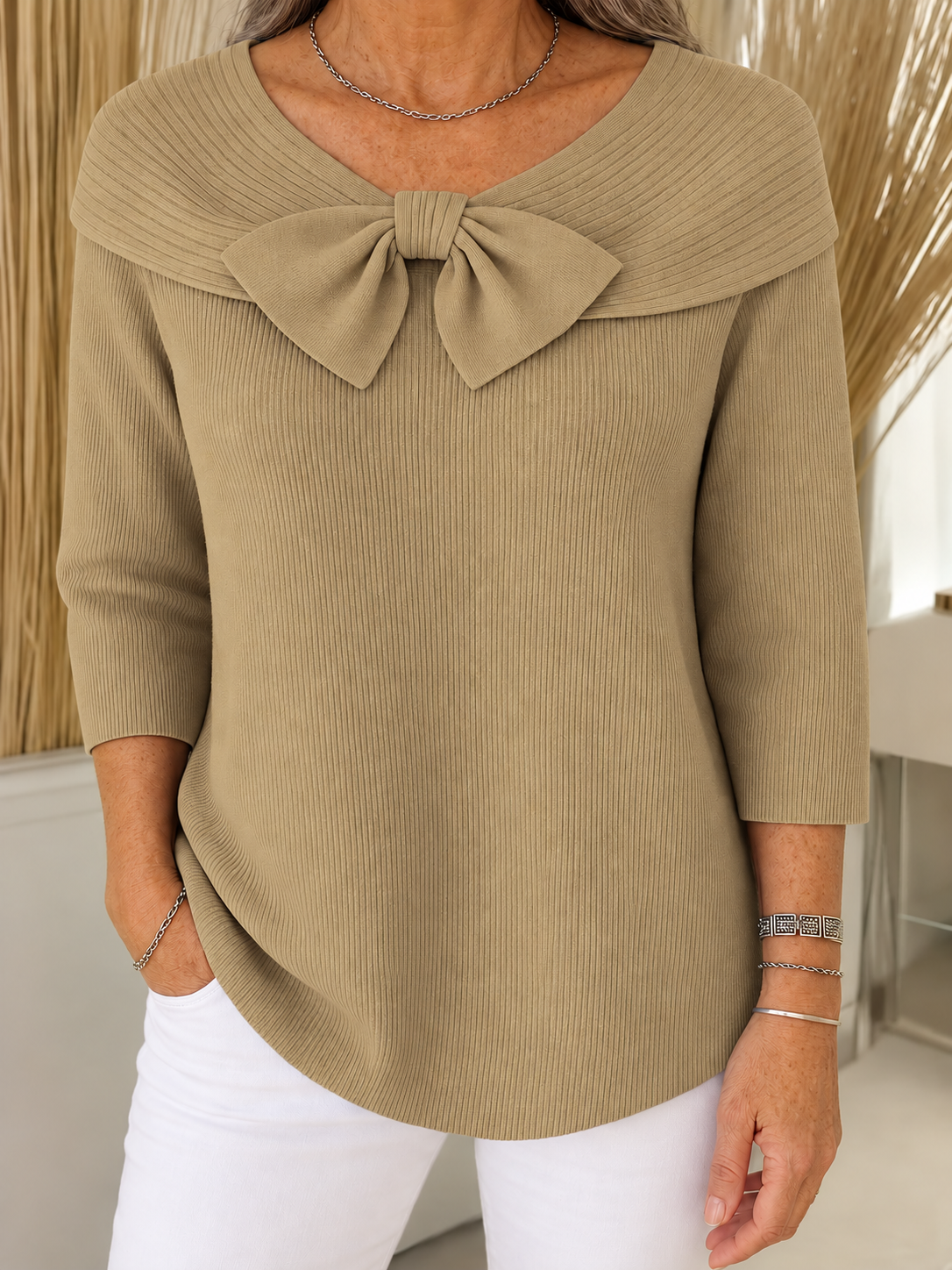 Victoria | Elegant Knitted Top with Bow