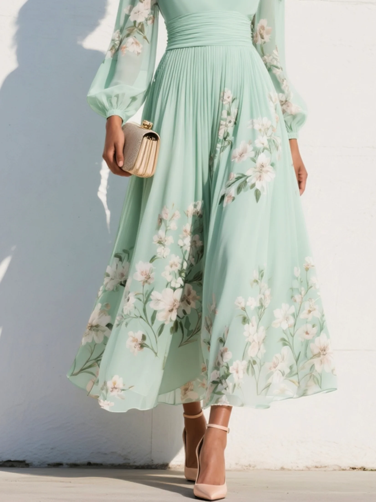 Rosaleen | Maxi Pleated Chiffon Dress