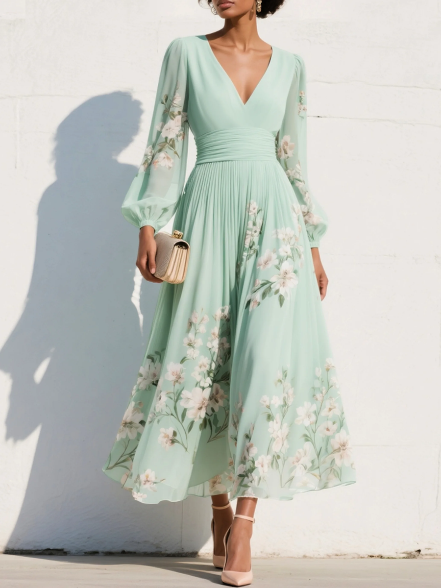 Rosaleen | Maxi Pleated Chiffon Dress