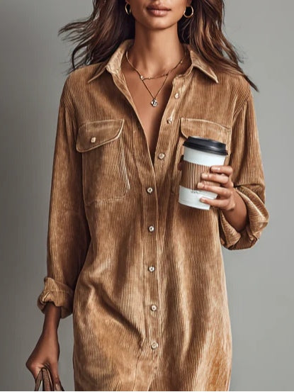 Evelyn | Relaxed Corduroy Midi Dress