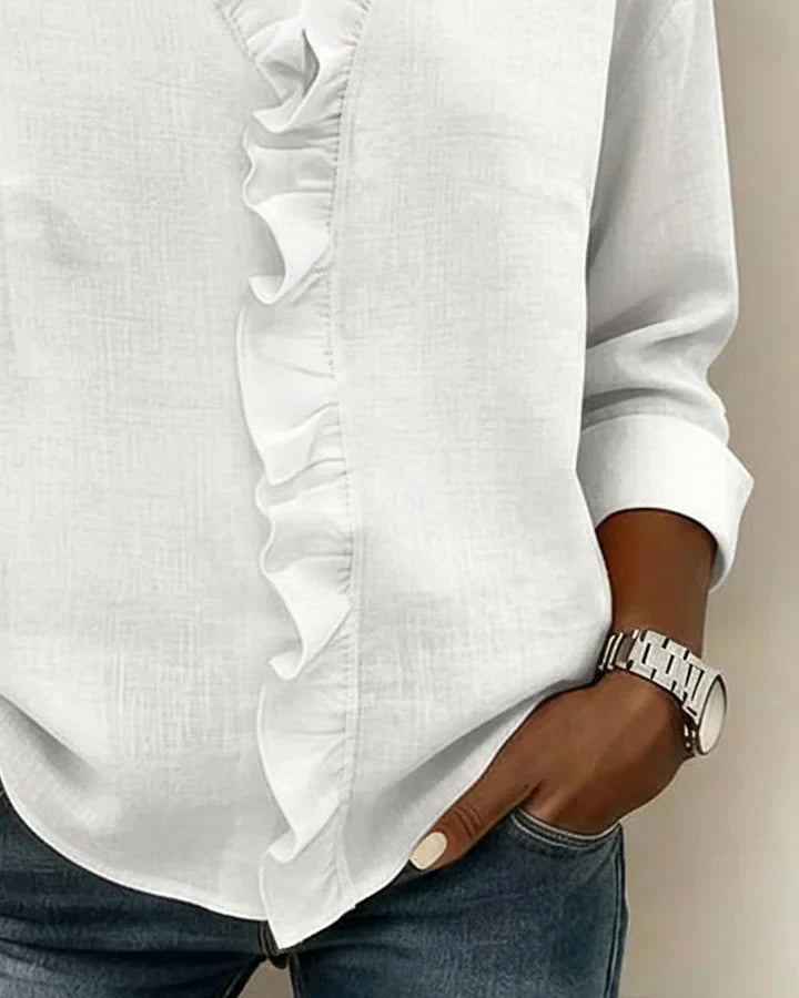 Indie | V-Neck Blouse with Ruffles
