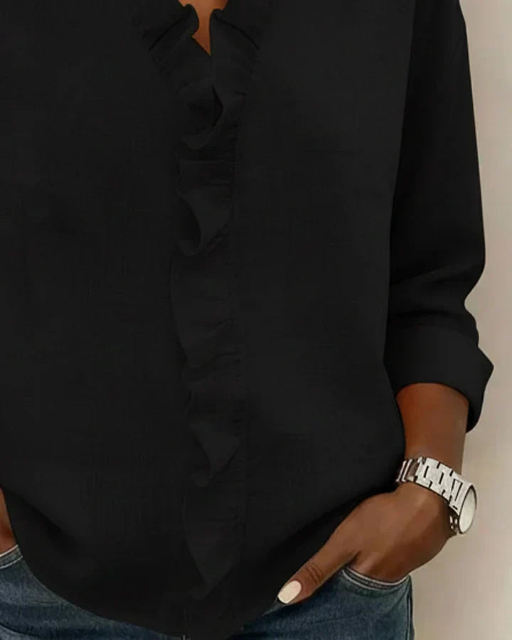 Indie | V-Neck Blouse with Ruffles